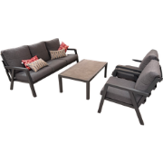 Domenico loungeset met tafel antraciet 4-delig