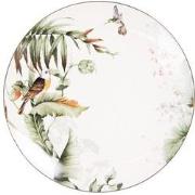 Clayre & Eef Dinerbord  Ø 26 cm Wit Groen Porselein Rond Vogels Eetbor...