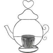 Clayre & Eef Planthouder Theepot 45x20x48 cm Grijs Ijzer Decoratie Pla...