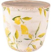 Clayre & Eef Bloempot  Ø 14x14 cm Geel Keramiek Citroen Bloempot binne...