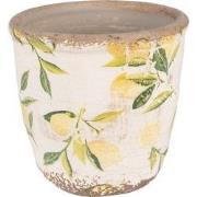 Clayre & Eef Bloempot  Ø 11x10 cm Geel Keramiek Citroen Bloempot binne...