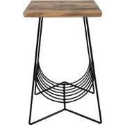 Clayre & Eef Bijzettafel  40x40x63 cm Bruin Zwart Hout Ijzer