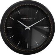 Clayre & Eef Wandklok  Ø 28x5 cm Zwart Kunststof Glas Westminster cloc...