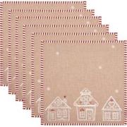 Clayre & Eef Servetten Katoen Set van 6  40x40 cm Bruin Katoen Gingerb...