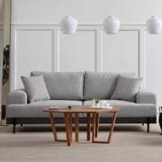 3-zits Bank Eti Grijs - Zwart Houten Frame