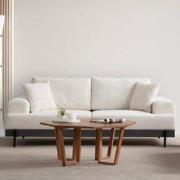 3-zits Bank Eti Wit - Zwart Houten Frame