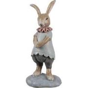 Clayre & Eef Decoratie Beeld Konijn 13 cm Beige Blauw Kunststof