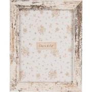 Clayre & Eef Fotolijst 10x15 cm Wit Bruin Houtproduct