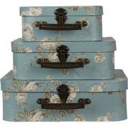 Clayre & Eef Decoratie koffer Set van 3  30x21x9/25x18x9/20x16x8 cm Gr...