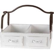 Clayre & Eef Mand  41x19x29 cm Wit Hout Metaal Bakje