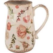 Clayre & Eef Decoratie Kan  17x12x18 cm Beige Roze Keramiek Bloemen Sc...