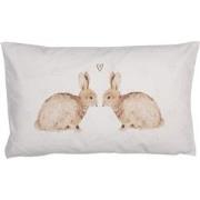 Clayre & Eef Kussenhoes  30x50 cm Wit Polyester Konijnen Sierkussenhoe...