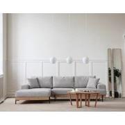 Moderne Hoekbank Links Eti Stof Grijs - Hout Frame