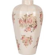 Clayre & Eef Vaas Ø 24x40 cm Beige Keramiek Bloemen