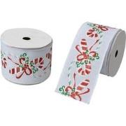 Clayre & Eef Kerstlint 63 mm x 5 m Wit Synthetisch