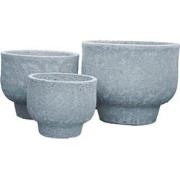 PTMD Bloempot Sanish - 50x50x40 cm - Keramiek - Blauw - Set van 3