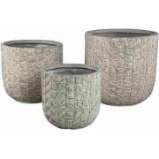 PTMD Bloempot Suguna - 44x44x43 cm - Magnesium - Grijs - Set van 3