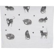 Clayre & Eef Gastendoekje  40x66 cm Grijs Wit Katoen Katten Toilet han...