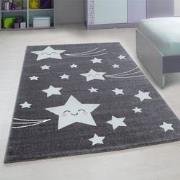 Tapijtenloods Kids Sterren Vloerkleed Kinderkamer Grijs Laagpolig- 160...