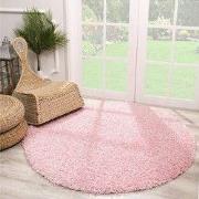 Rond Loca Shaggy Vloerkleed – Modern Uni Effen – Roze Hoogpolig & Zach...
