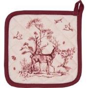 Clayre & Eef Pannenlap  20x20 cm Wit Roze Katoen Vierkant Rendier Afgi...