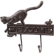 Clayre & Eef Wandhaak Kat 22x5x20 cm Bruin Ijzer Welcome Kapstok