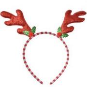 Clayre & Eef Kerst Haarband 20x3x21 cm Rood Kunststof Gewei