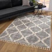 Oslo Hoogpolig Vloerkleed - Scandinavisch Design - Grijs - Franjes- 20...