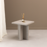 Vierkante Salontafel River 40cm, kleur grijs natuursteen