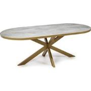 Stalux Plat ovale eettafel 'Noud' 180 x 100, kleur goud / beton