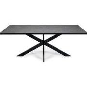 Stalux Eettafel 'Gijs' 200 x 100cm, kleur zwart / zwart marmer