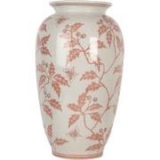 Clayre & Eef Vaas Ø 23x42 cm Beige Rood Keramiek Bloemen