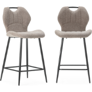Set van 2 krukken in stof met zwarte metalen poten H65 cm - MULI