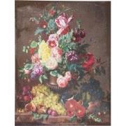Clayre & Eef Schilderij  60x80 cm Bruin Rood Canvas Rechthoek Bloemen ...