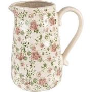 Clayre & Eef Decoratie Kan  20x14x23 cm Roze Beige Keramiek Bloemen Wa...