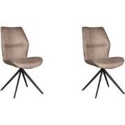 LABEL51 Eetkamerstoel Comfy - Taupe - Micro Suede - Zwart Onderstel - ...