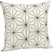 QUVIO Sierkussen gevuld met ster patroon - 45 x 45 cm - Zwart / Beige