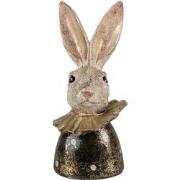 Clayre & Eef Beeld Konijn 23 cm Wit Goudkleurig Polyresin Paasdecorati...