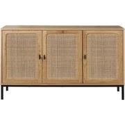 Buffetkast met 3-deurs  met rotan webbing - L120 x H72 cm - JAYA