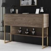 Modern Dressoir Walnoot Luxe 120x80x30 - Gouden Frame - Eén Vak