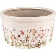Clayre & Eef Bloempot  Ø 19x10 cm Roze Beige Keramiek Bloemen Bloempot...