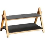 Etagere 2 Laags - Leisteen & Bamboe hout - Hoge kwaliteit -Rechthoekig...