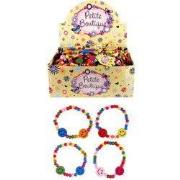 144 Stuks - Vrolijke Smiley Houten Kinder Armbanden - In Display - Uit...
