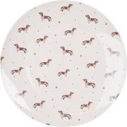 Clayre & Eef Dinerbord  Ø 26 cm Beige Bruin Porselein Rond Teckels Eet...