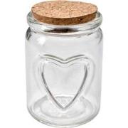 Clayre & Eef Voorraadpot  Ø 7x10 cm Transparant Glas Hartjes Voorraadb...