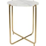Housecraft Living Timpa Bijzettafel Marmer Rond 44x44 cm Wit/ Goud