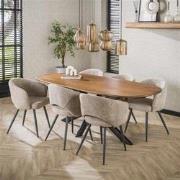 Hoyz Collection - Eetkamertafel 180cm Cliff Ovale Buis - Massief Mango...