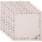 Clayre & Eef Servetten Katoen Set van 6  40x40 cm Beige Blauw Katoen V...