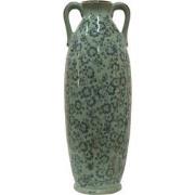 Clayre & Eef Vaas  Ø 16x45 cm Groen Keramiek Bloemen Decoratie Vaas