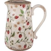 Clayre & Eef Decoratie Kan  21x15x23 cm Beige Rood Keramiek Aardbeien ...